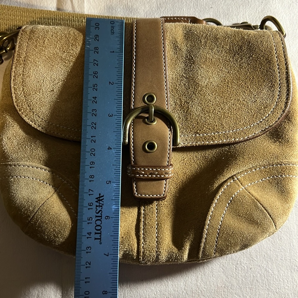 COACH #4743 Tan SUEDE SWING SUEDE AND LEATHER CROSSBODY - Picture 9 of 11